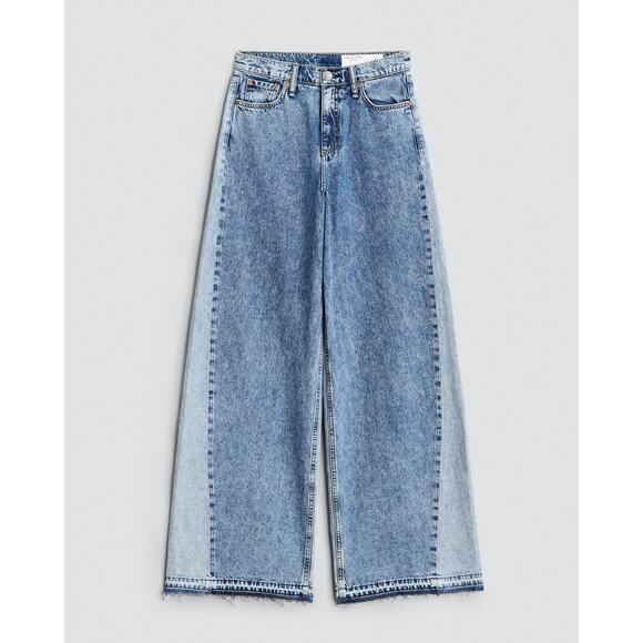 rag & bone Sophie Wide Leg Two Tone High Rise Rigid Jeans Raw Hem 27 - Picture 4 of 11